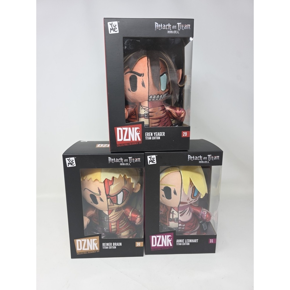 DZNR Attack on Titan 7in plush EREN YEAGER, ANNIE LEONHART, REINER BRAUN Set